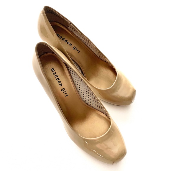 Madden Girl Shoes - Madden Girl Getta Nude Patent Pumps Heels 7